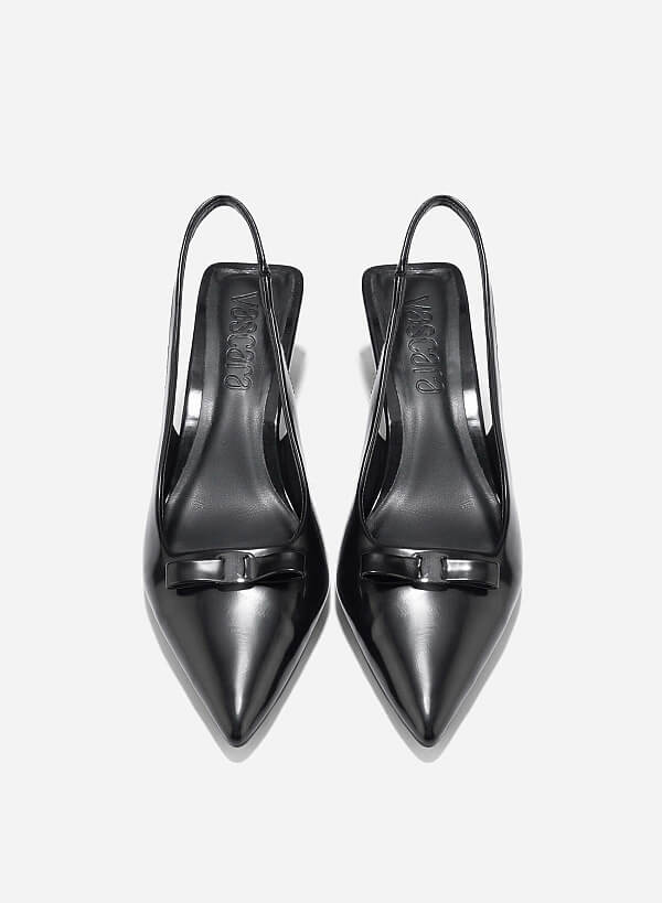 Bow Tie Décor Slingback - HIG 0661 - Black - VASCARA