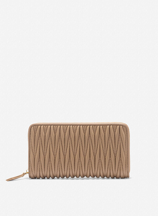 Classic Quilted Wallet - WLL 0294 - Dark Beige