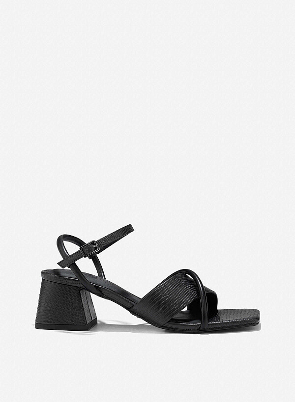 Croc-Effect Sandals - PUM 0792 - Black