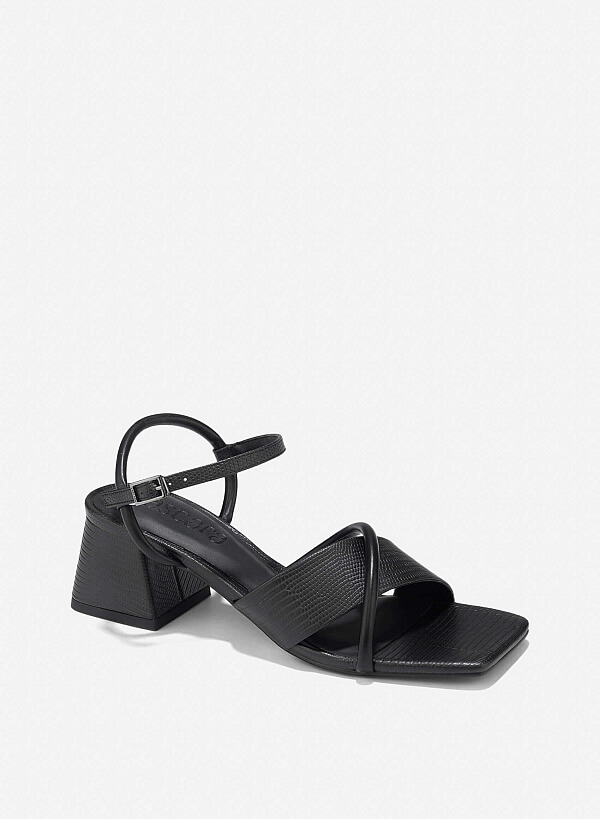 Croc-Effect Sandals - PUM 0792 - Black - VASCARA