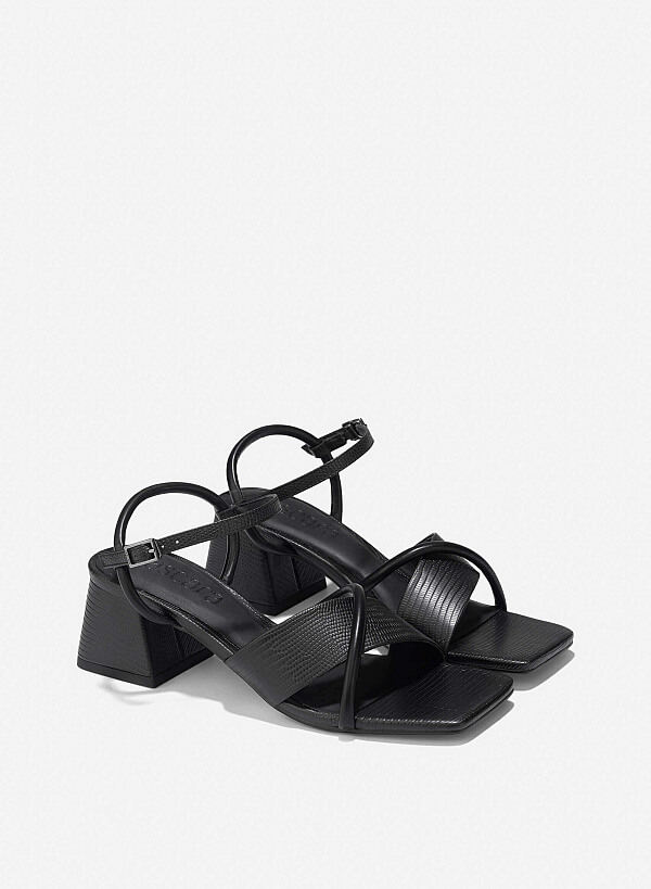 Croc-Effect Sandals - PUM 0792 - Black - VASCARA