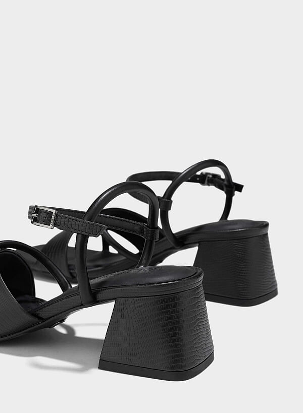 Croc-Effect Sandals - PUM 0792 - Black - VASCARA