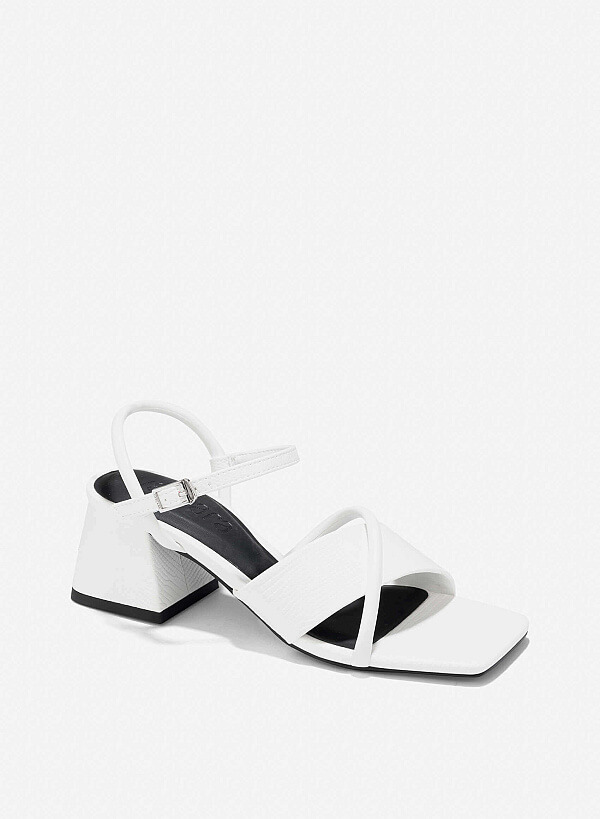 Croc-Effect Sandals - PUM 0792 - White - VASCARA