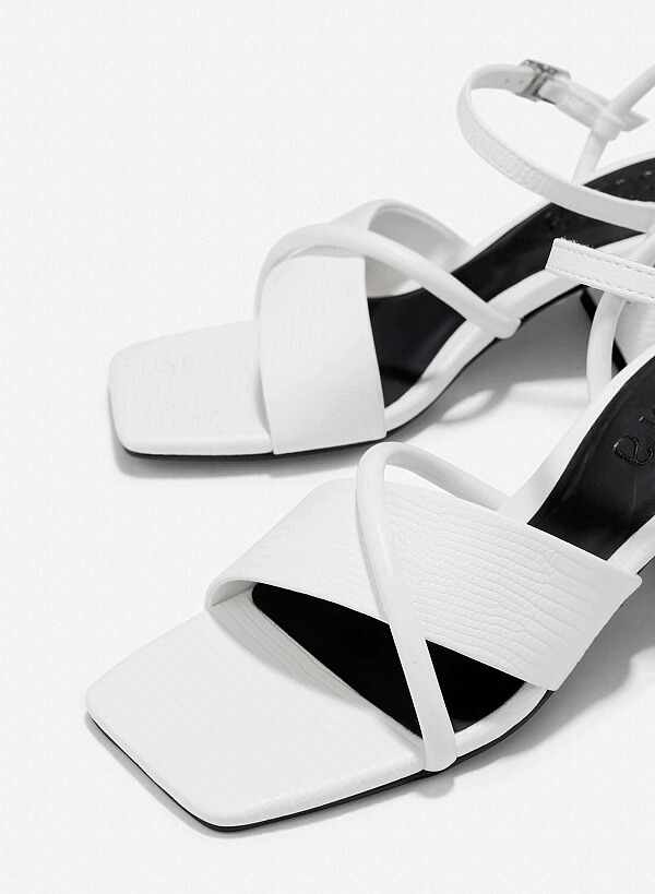 Croc-Effect Sandals - PUM 0792 - White - VASCARA
