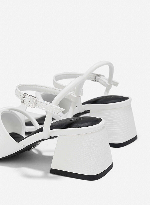 Croc-Effect Sandals - PUM 0792 - White - VASCARA
