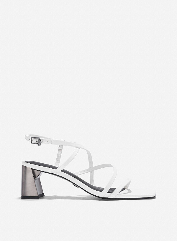 Croc-Effect Strappy Sandals - PUM 0796 - White