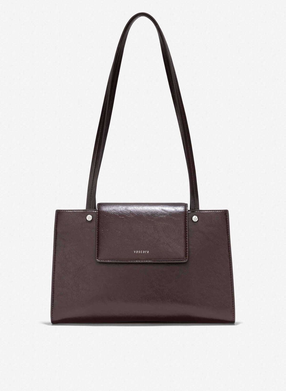 Double Straps Flap Tote Bag - TTE 0163 - Dark Brown - VASCARA