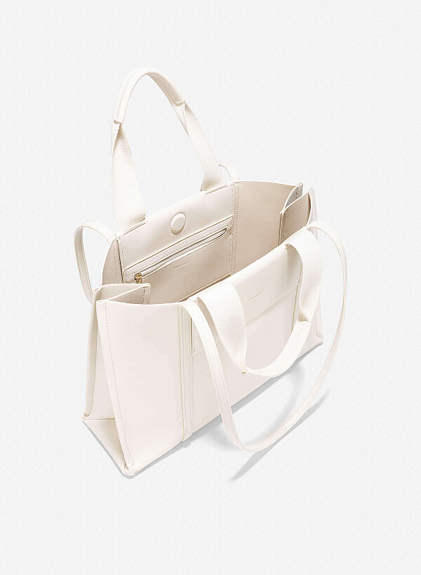Double Straps Tote Bag - TTE 0161 - Cream - VASCARA