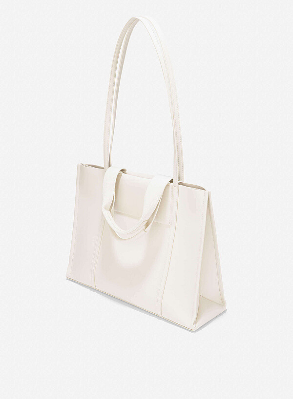 Double Straps Tote Bag - TTE 0161 - Cream - VASCARA