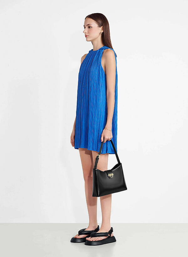 Fold-Over Lock Hobo Bag - TTE 0152 - Black - VASCARA