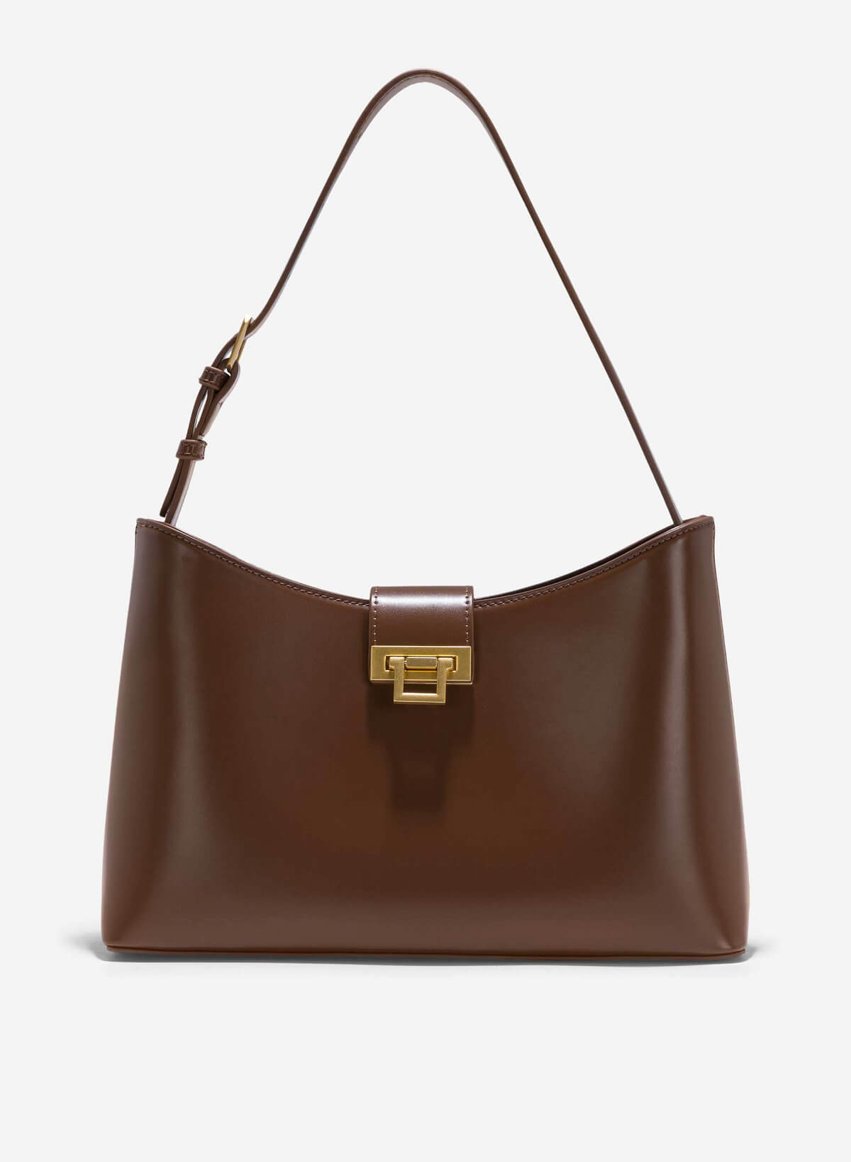 Fold-Over Lock Hobo Bag - TTE 0152 - Dark Brown - VASCARA