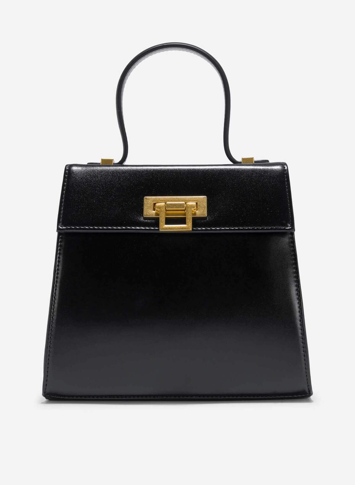 Folded Buckle Trapezoid-Shaped Handbag - SAC 0325 - Black - VASCARA
