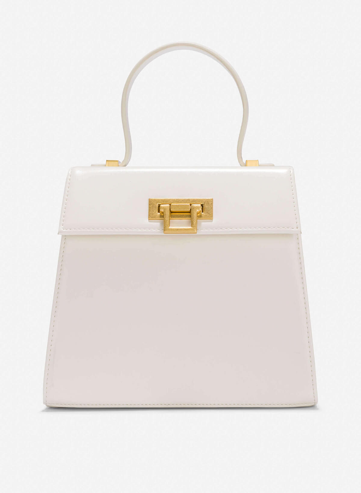 Folded Buckle Trapezoid-Shaped Handbag - SAC 0325 - Cream - VASCARA