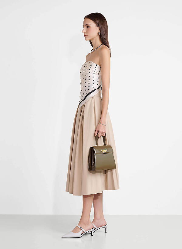 Folded Buckle Trapezoid-Shaped Handbag - SAC 0325 - Dark Green - VASCARA