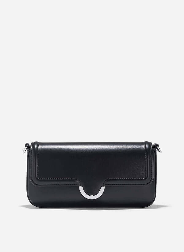 Half-Moon Buckle Crossbody Bag - MES 0244 - Black