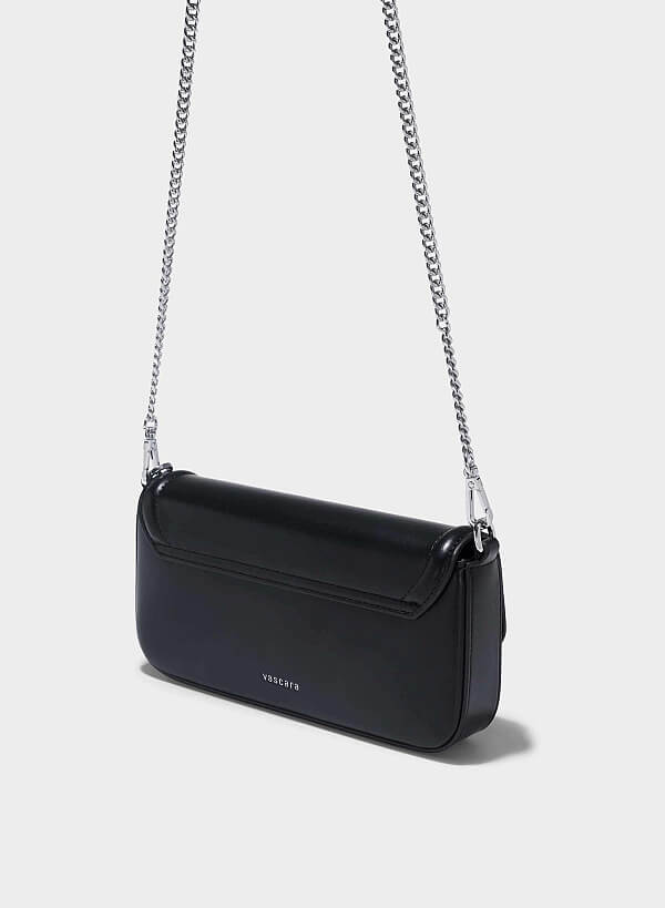 Half-Moon Buckle Crossbody Bag - MES 0244 - Black - VASCARA