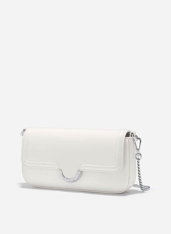 Half-Moon Buckle Crossbody Bag - MES 0244 - Cream - VASCARA