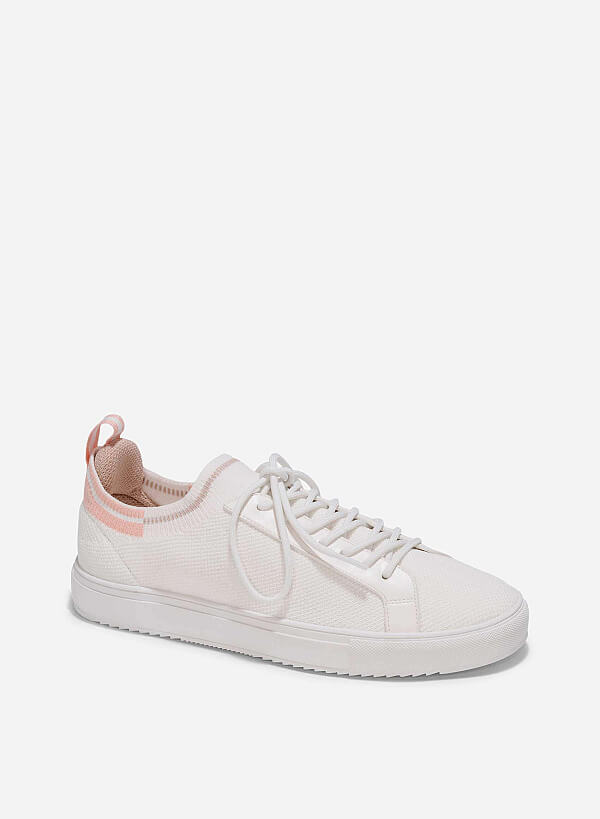 Knit Fabric Sneakers - SNE 0068 - White - VASCARA