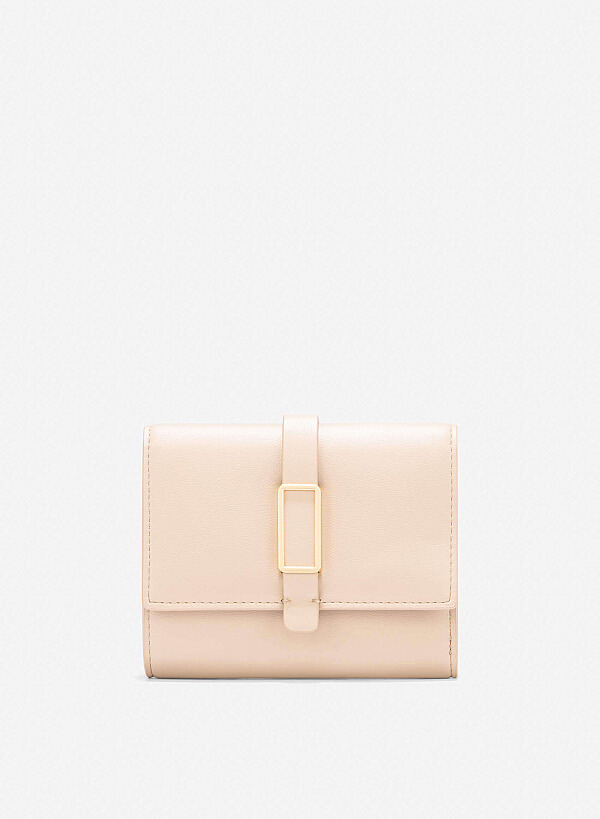 Lock Décor Mini Wallet - WLL 0298 - Beige