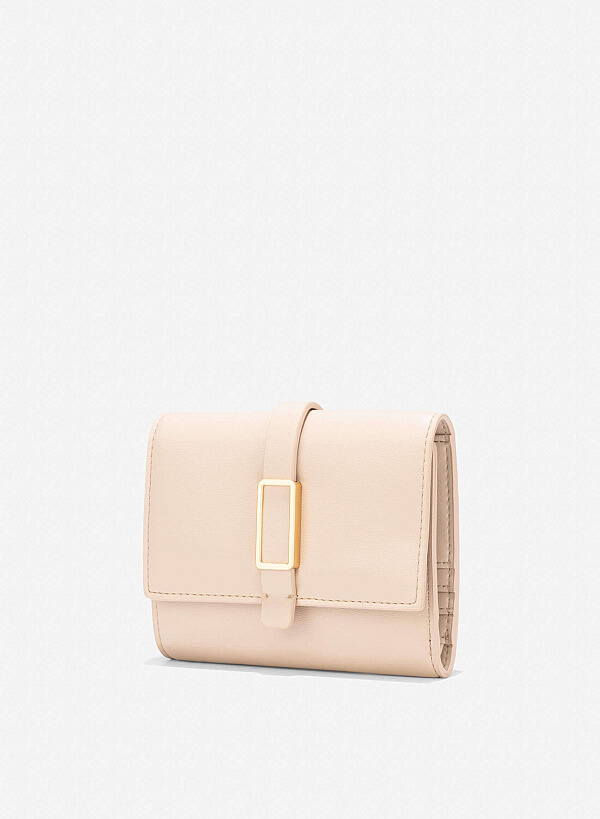 Lock Décor Mini Wallet - WLL 0298 - Beige - VASCARA