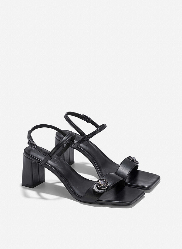 Lock Décor Sandals - PUM 0791 - Black - VASCARA