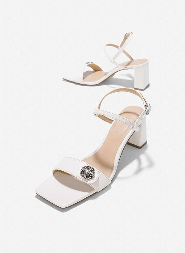 Lock Décor Sandals - PUM 0791 - White - VASCARA