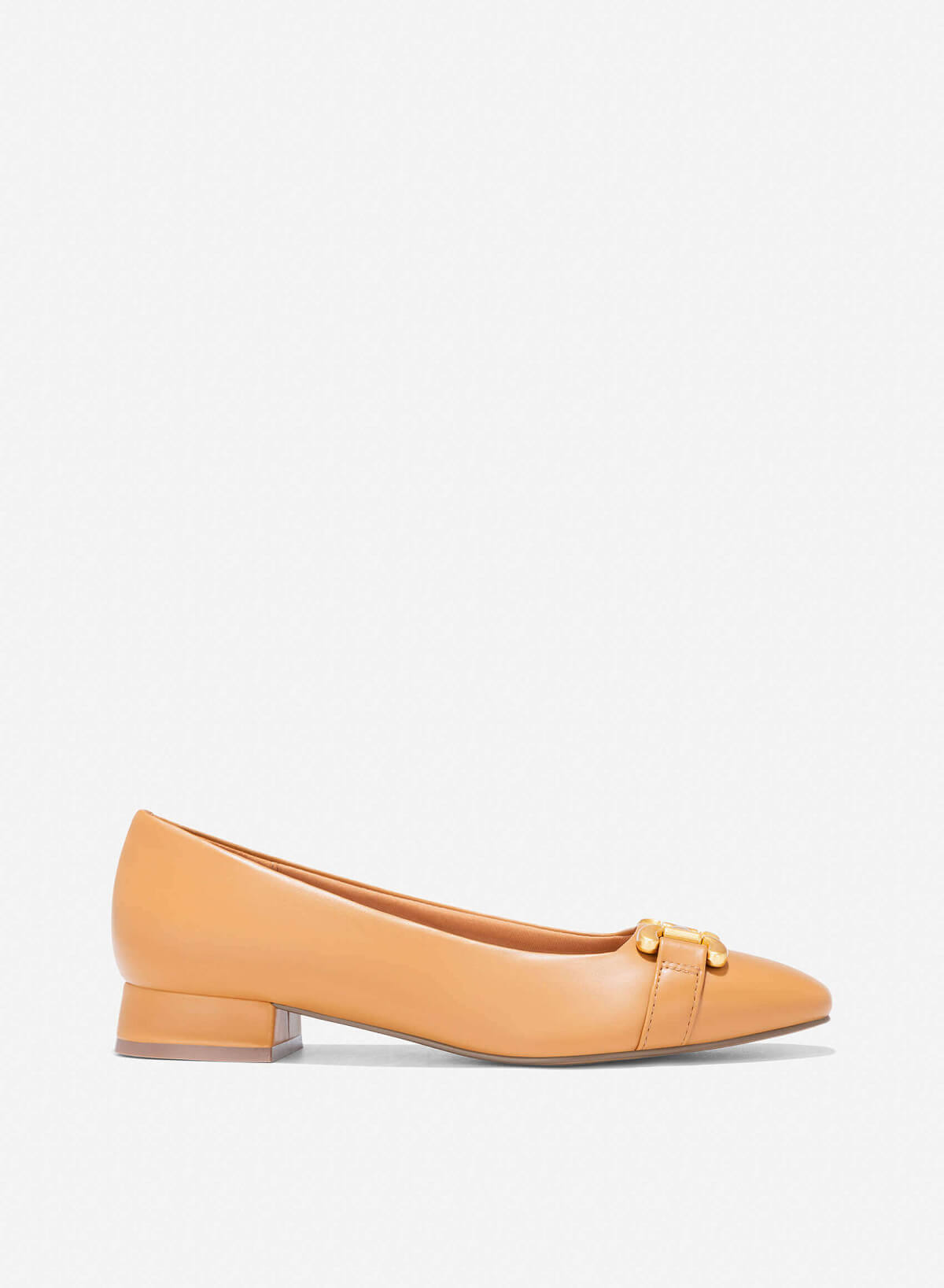 Lock Décor Square-Toe Block Heel Pumps - HIG 0643 - Light Brown - VASCARA