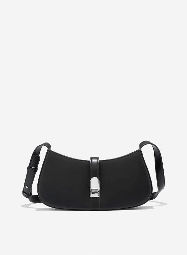 Lock Décor Tote Bag - TTE 0160 - Black