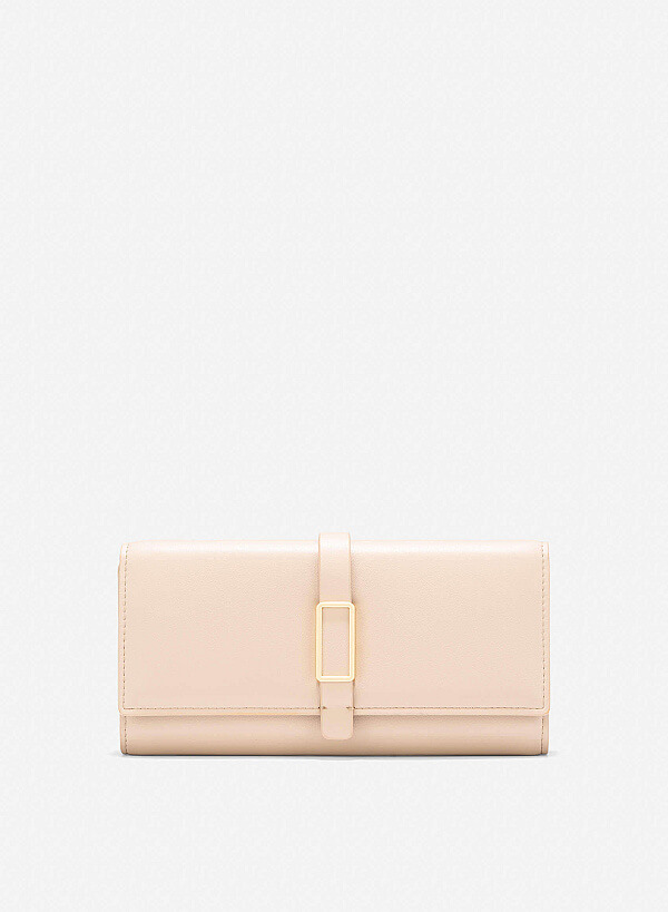 Lock Décor Wallet - WLL 0297 - Beige