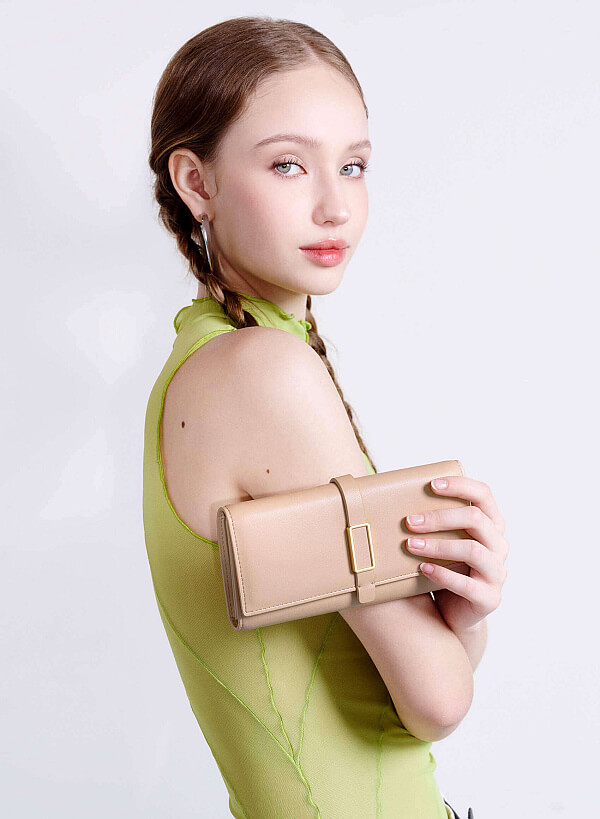 Lock Décor Wallet - WLL 0297 - Beige - VASCARA