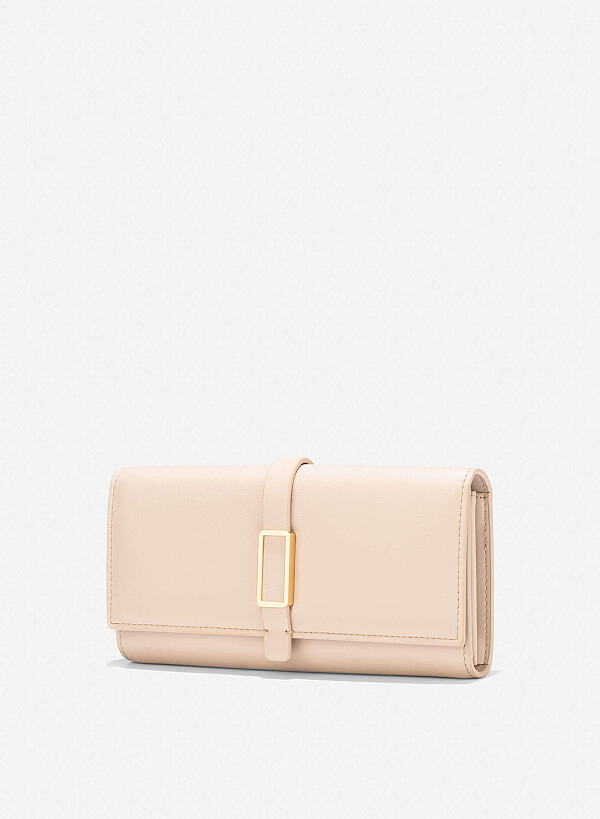 Lock Décor Wallet - WLL 0297 - Beige - VASCARA