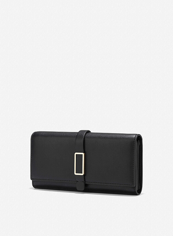 Lock Décor Wallet - WLL 0297 - Black - VASCARA