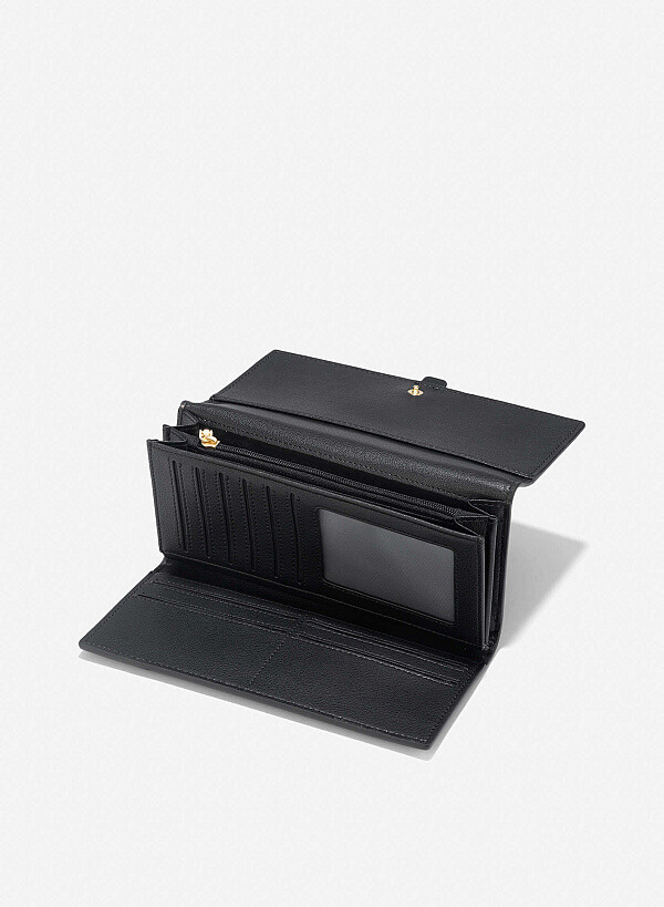 Lock Décor Wallet - WLL 0297 - Black - VASCARA