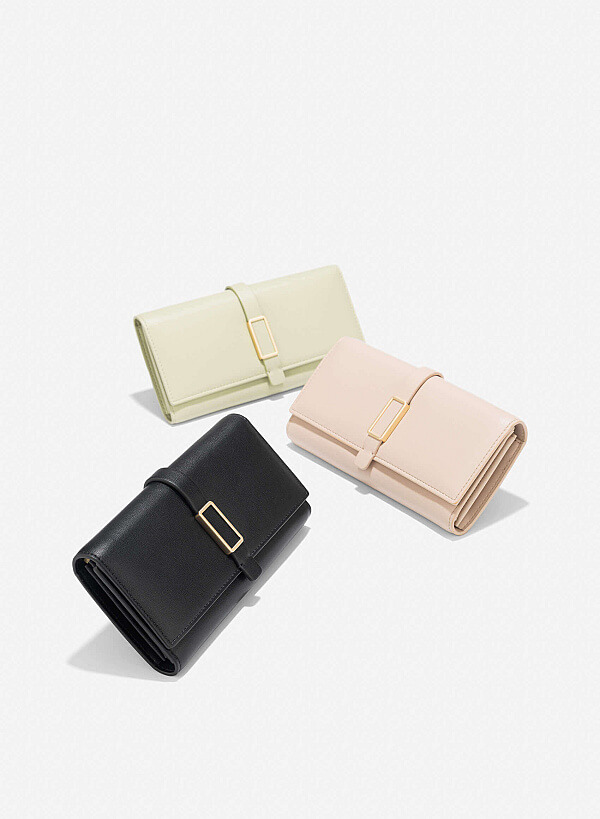 Lock Décor Wallet - WLL 0297 - Black - VASCARA
