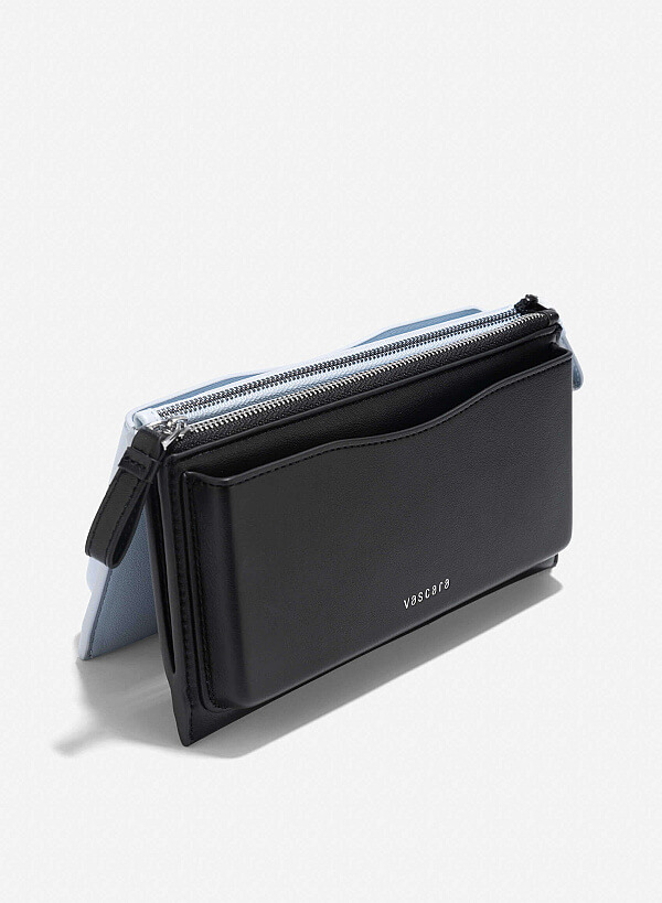 Long Edged Trim Accent Wallet - WLL 0295 - Black - VASCARA