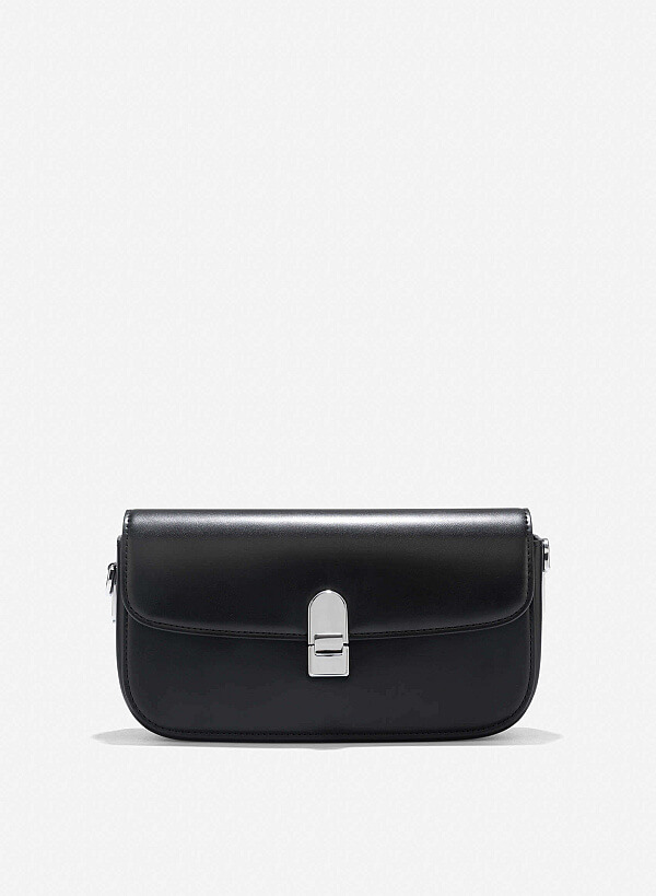 Metal Clasp Handbag - MES 0254 - Black