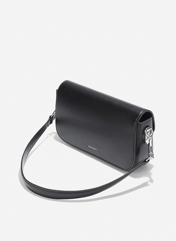 Metal Clasp Handbag - MES 0254 - Black - VASCARA