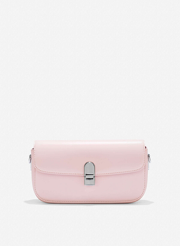 Metal Clasp Handbag - MES 0254 - Light Pink