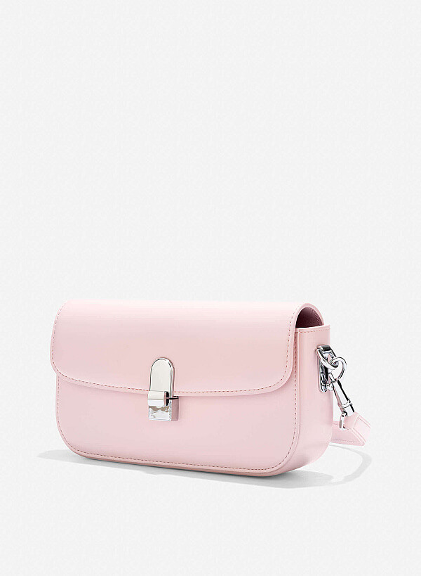 Metal Clasp Handbag - MES 0254 - Light Pink - VASCARA