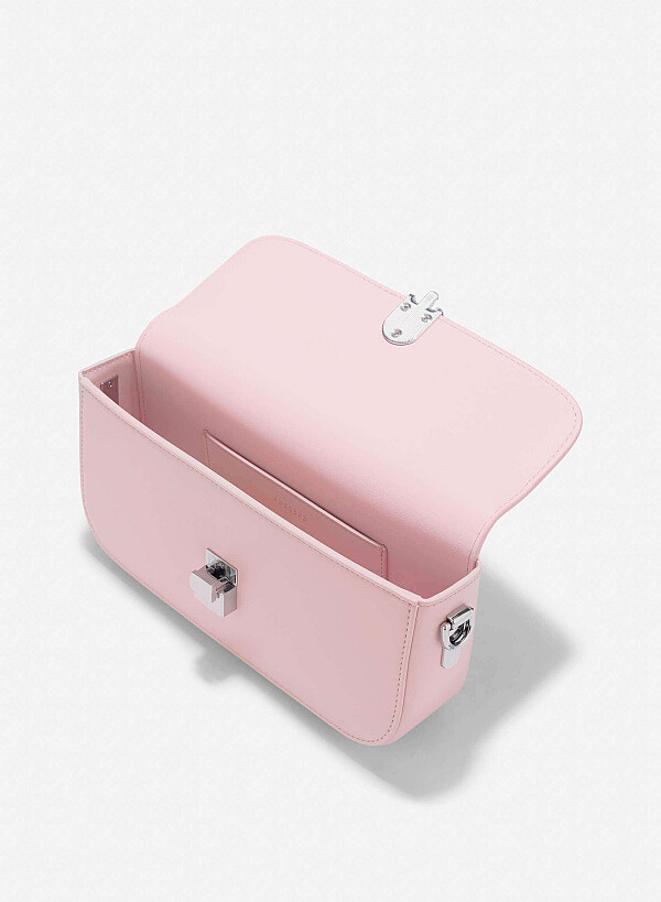 Metal Clasp Handbag - MES 0254 - Light Pink - VASCARA