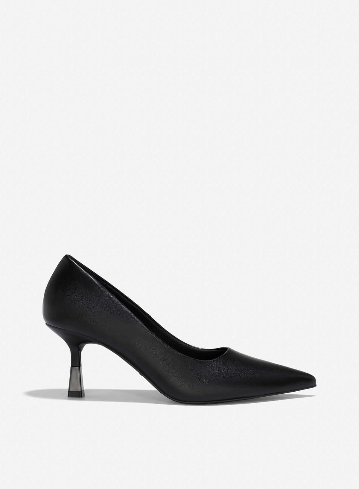 Metallic Effect Heels Pointed-Toe Pumps - HIG 0655 - Black - VASCARA