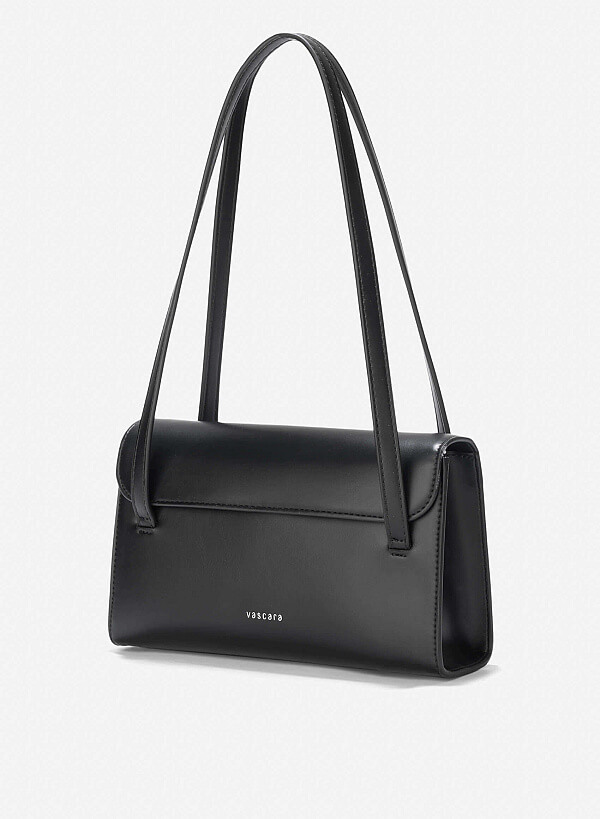 Monotone Flap Handbag - MES 0255 - Black - VASCARA