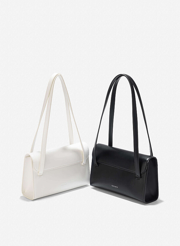Monotone Flap Handbag - MES 0255 - Black - VASCARA