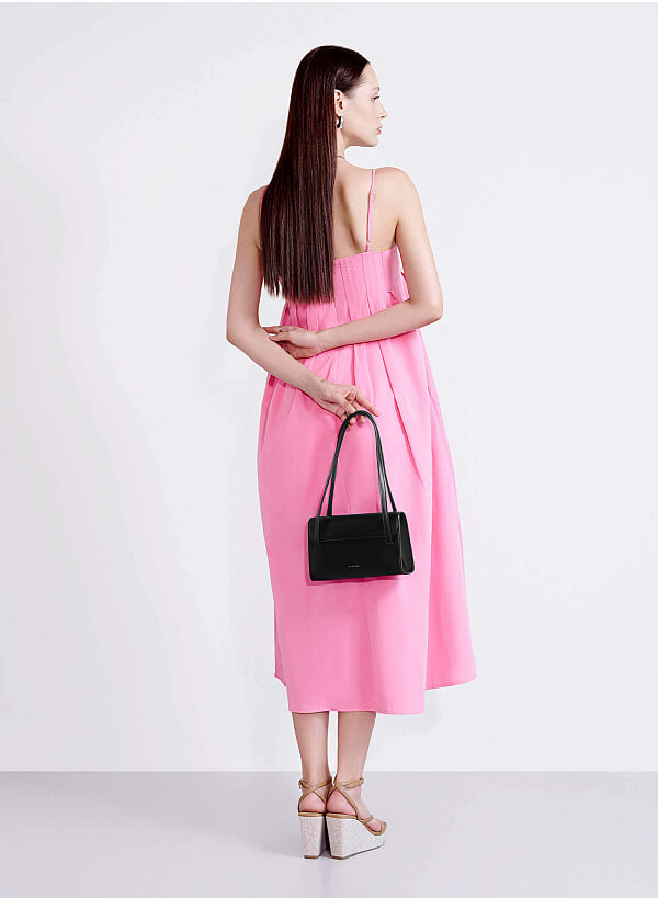 Monotone Flap Handbag - MES 0255 - Black - VASCARA