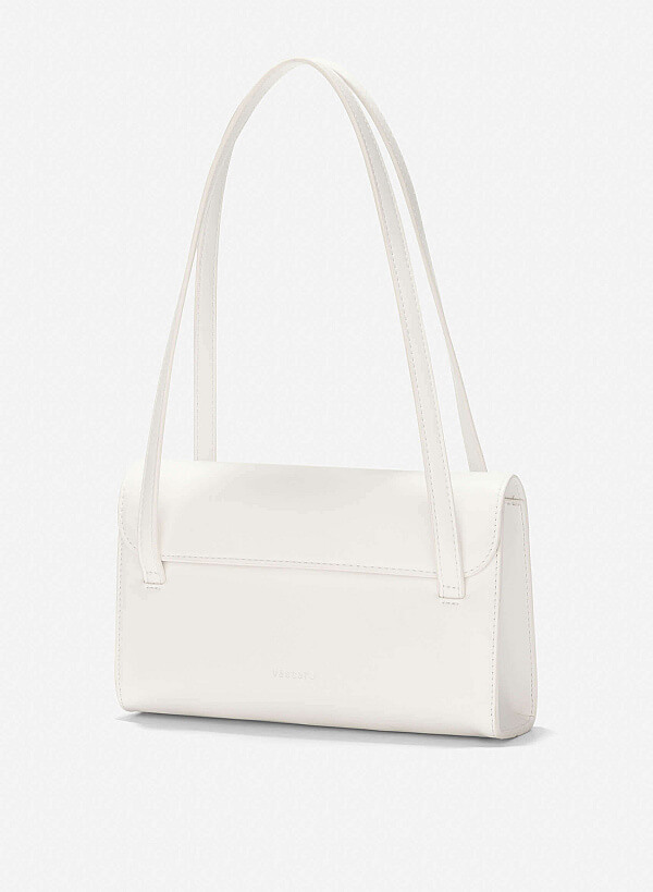 Monotone Flap Handbag - MES 0255 - Cream - VASCARA