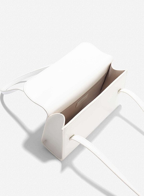 Monotone Flap Handbag - MES 0255 - Cream - VASCARA