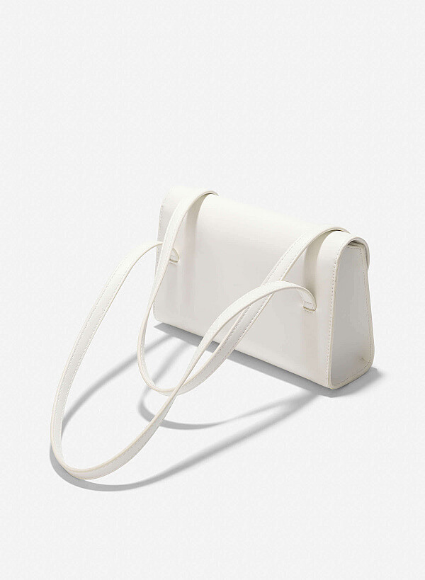 Monotone Flap Handbag - MES 0255 - Cream - VASCARA