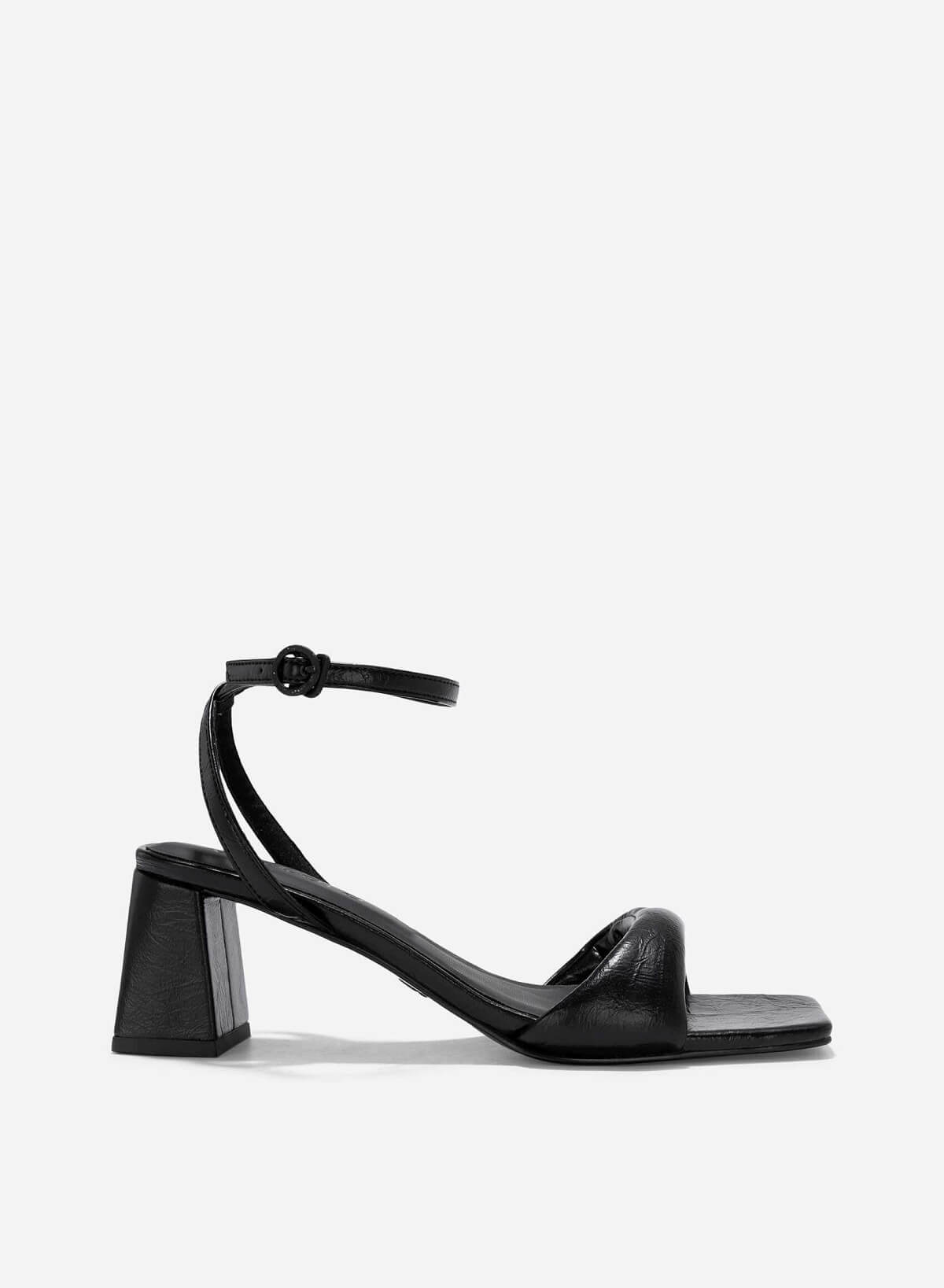 Padded Strap Square-Toe Sandals - PUM 0785 - Black - VASCARA