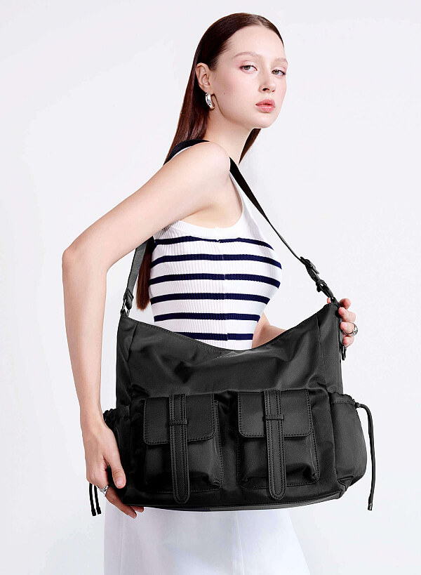 Parachute Fabric Tote Bag - TTE 0158 - Black - VASCARA