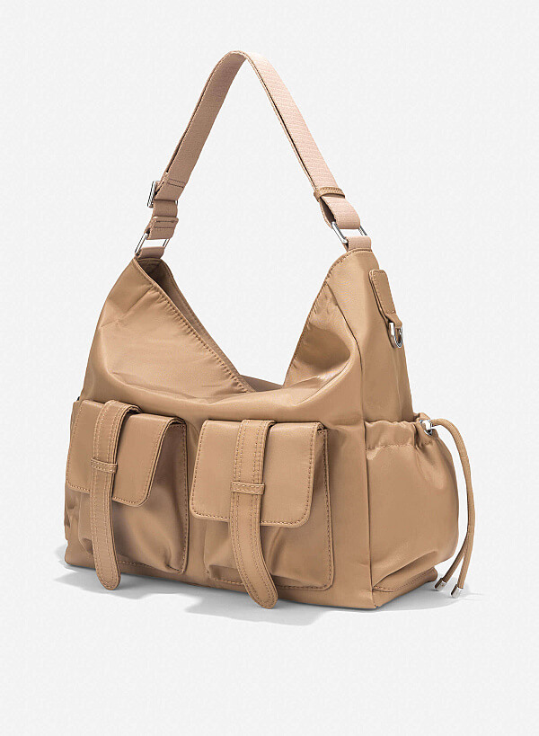 Parachute Fabric Tote Bag - TTE 0158 - Dark Beige - VASCARA